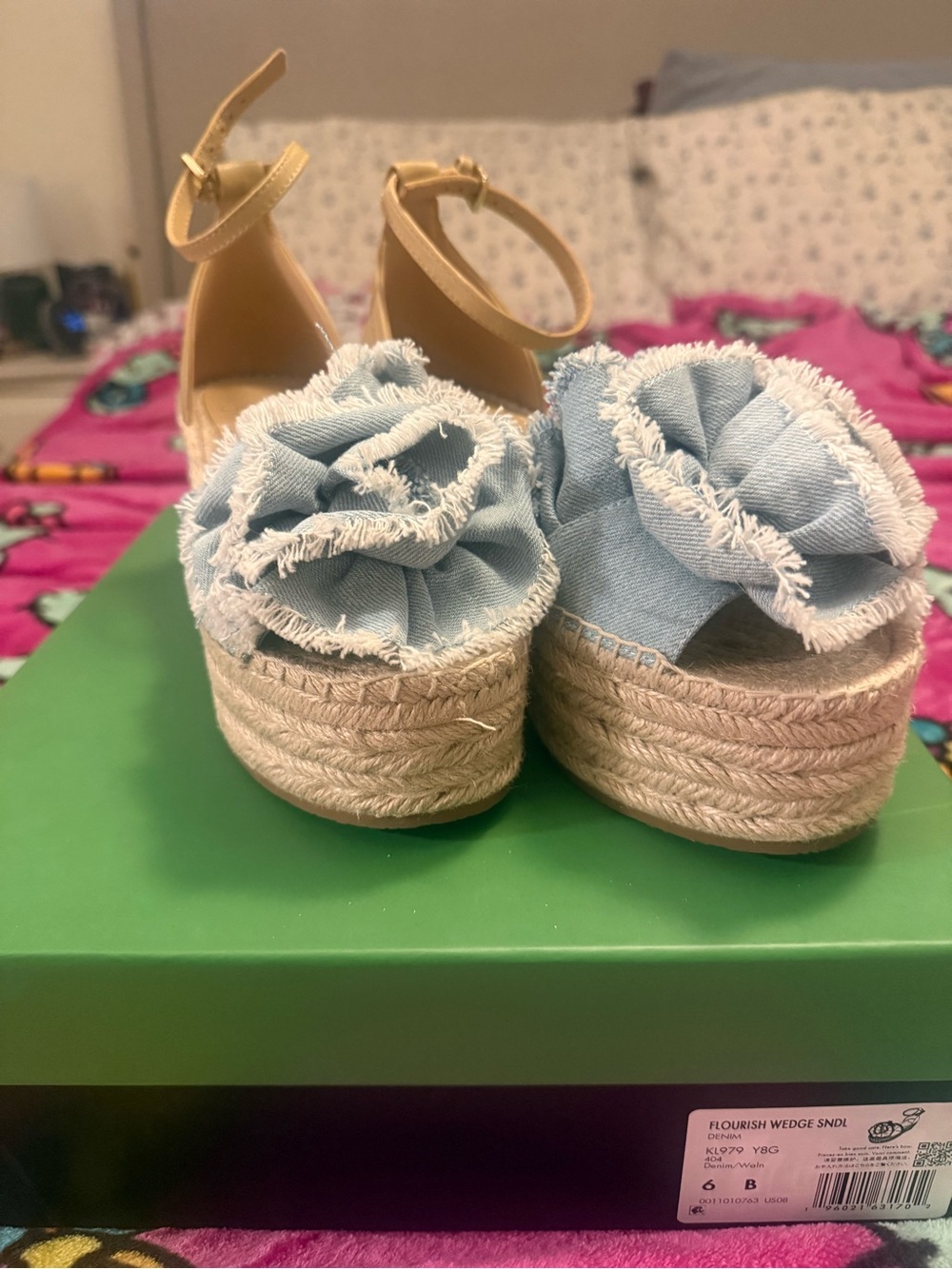 Kate spade flourish Wedge Sandals - denim Light Blue